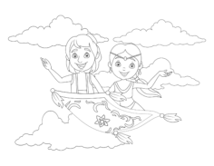 Princess Jasmine Aladdin Flying Carpet Coloring Pdf, Free Vectors File